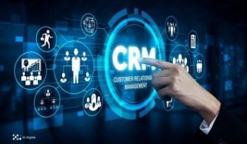 hand pointing to crm data that can be used for digital marketing optimization and lead generation